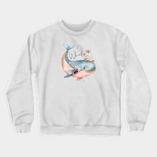 Oh Whale Pun Cute Boho Coquette Pink Bow Crewneck Sweatshirt